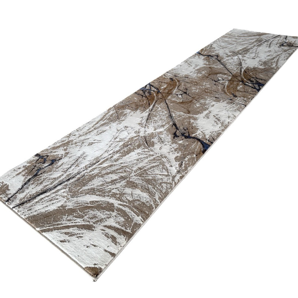 300 x 80 cm Beige & Ivory Contemporary Crackle Design Runner Rug