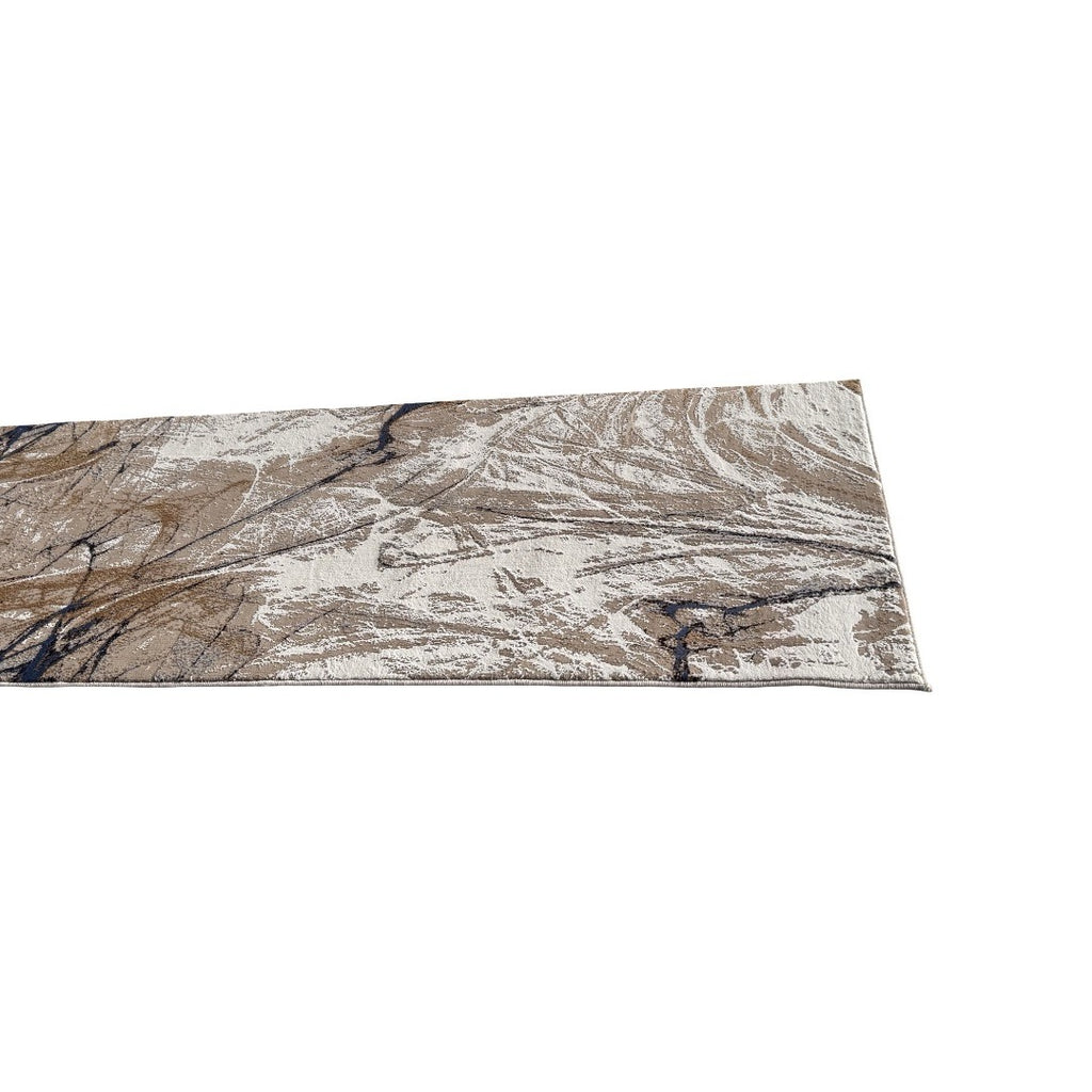 300 x 80 cm Beige & Ivory Contemporary Crackle Design Runner Rug