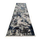 290 x 80 cm Navy & Ivory Artistic Distressed Runner Rug