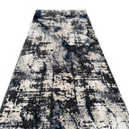 290 x 80 cm Navy & Ivory Artistic Distressed Runner Rug