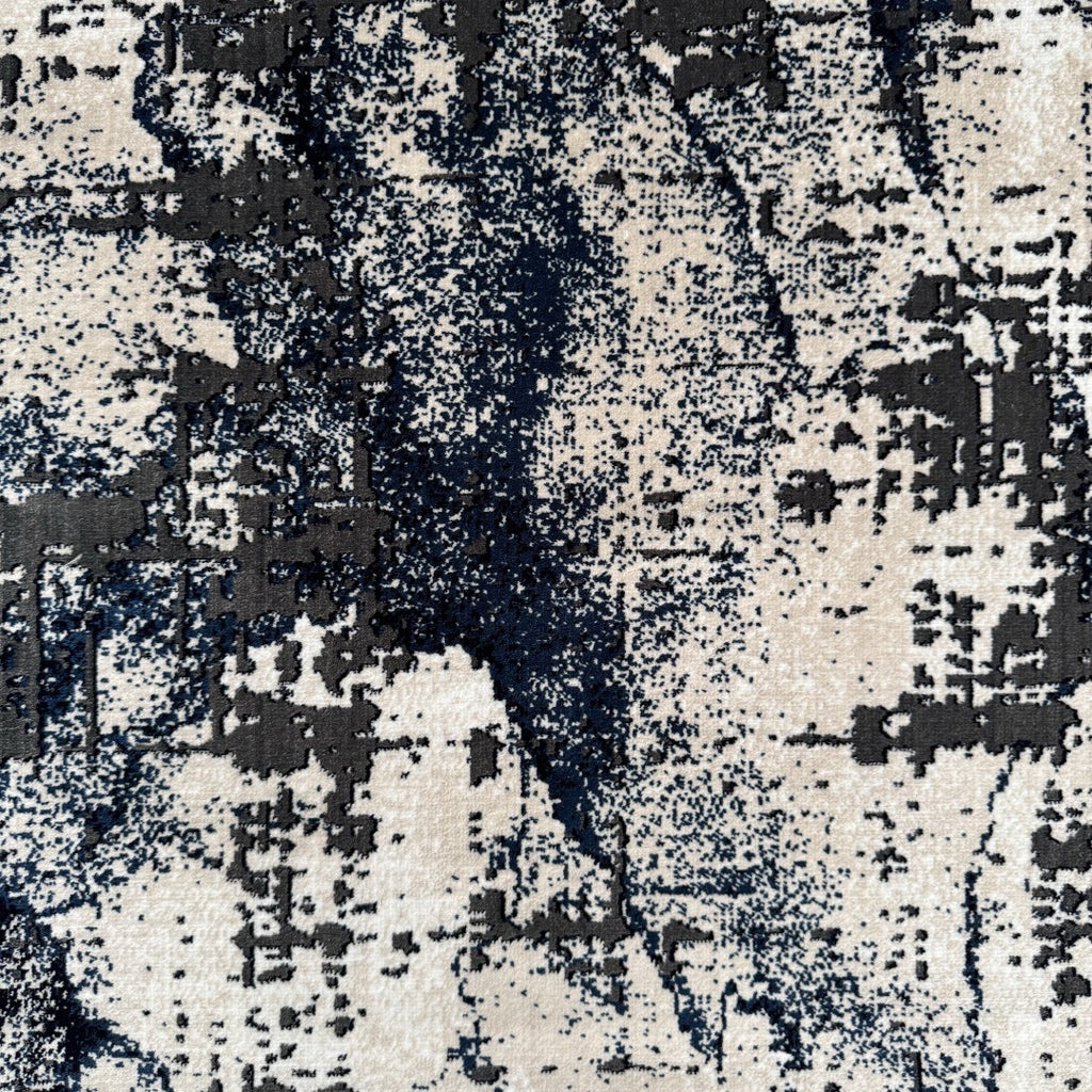 290 x 80 cm Navy & Ivory Artistic Distressed Runner Rug