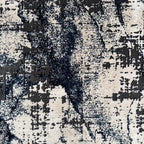 290 x 80 cm Navy & Ivory Artistic Distressed Runner Rug