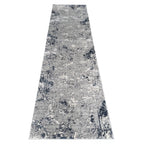 300 x 80 cm Silver grey & Navy Abstract Runner Rug