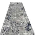 300 x 80 cm Silver grey & Navy Abstract Runner Rug