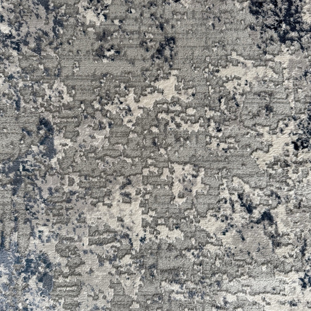 300 x 80 cm Silver grey & Navy Abstract Runner Rug