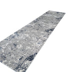 300 x 80 cm Silver grey & Navy Abstract Runner Rug