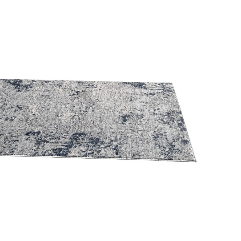 300 x 80 cm Silver grey & Navy Abstract Runner Rug