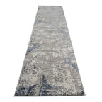 300 x 80 cm Silver grey & Navy Abstract Runner Rug