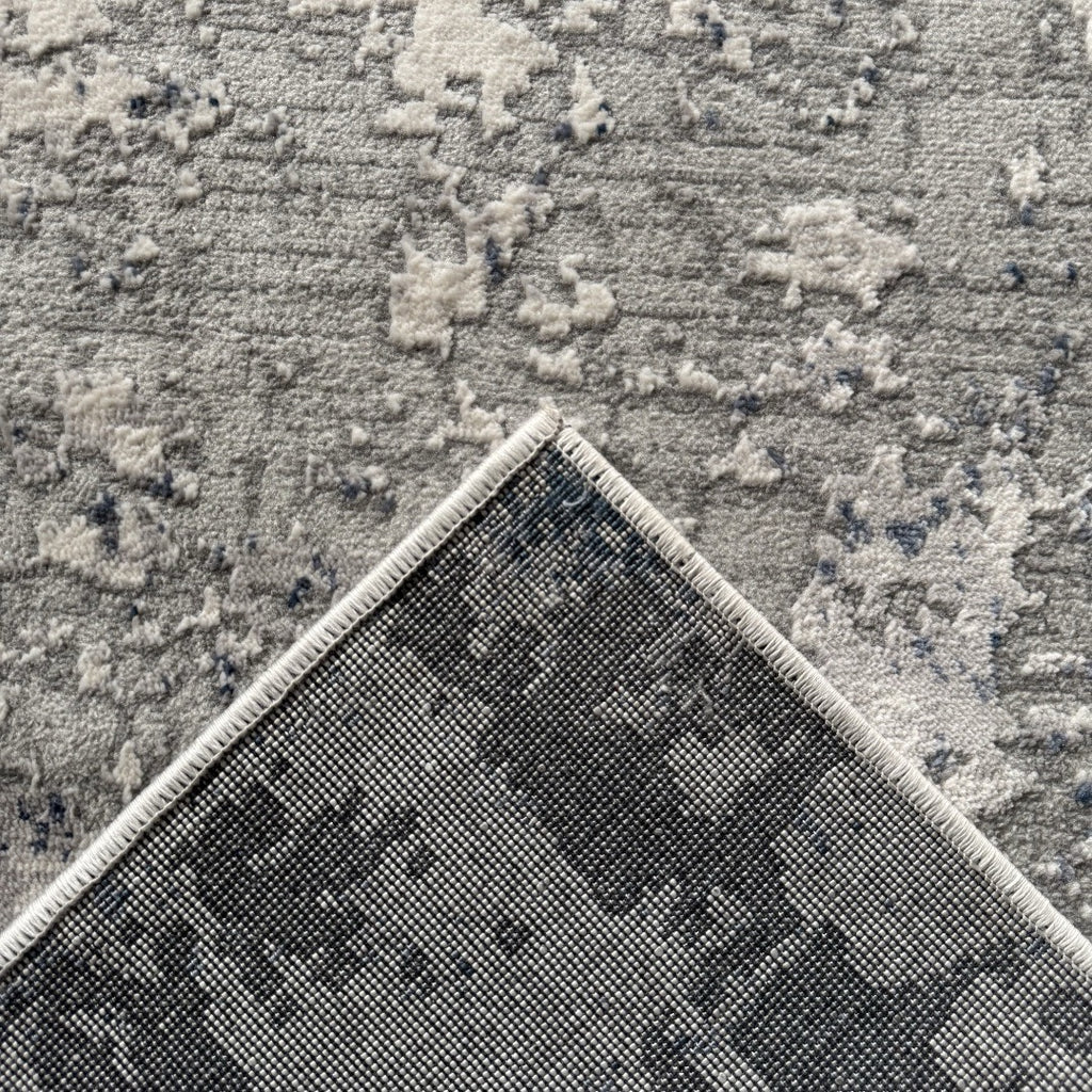 300 x 80 cm Silver grey & Navy Abstract Runner Rug