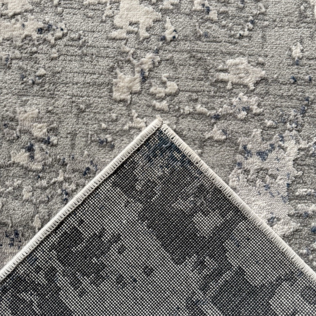 300 x 80 cm Silver grey & Navy Abstract Runner Rug