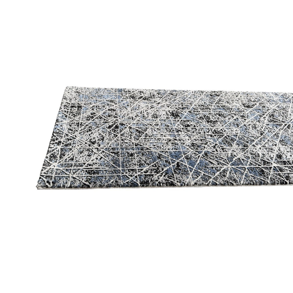 290 x 80 cm Silver Blueprint Crossline Designer Runner Rug