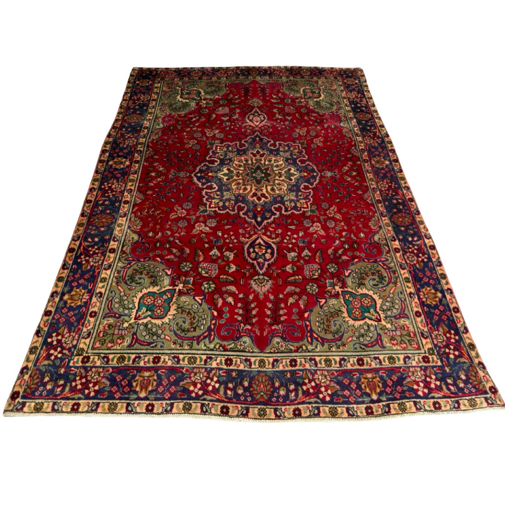 290 × 194 cm Persian Mashad Hand-Knotted Rug
