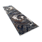 300 x 80 cm Grey, Beige & Navy Marble Flow Abstract Runner Rug