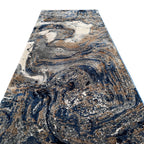 300 x 80 cm Grey, Beige & Navy Marble Flow Abstract Runner Rug