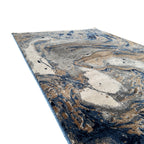300 x 80 cm Grey, Beige & Navy Marble Flow Abstract Runner Rug