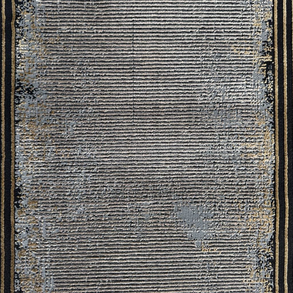 290 x 80 cm Grey & Beige Geometric Framed Border Runner Rug