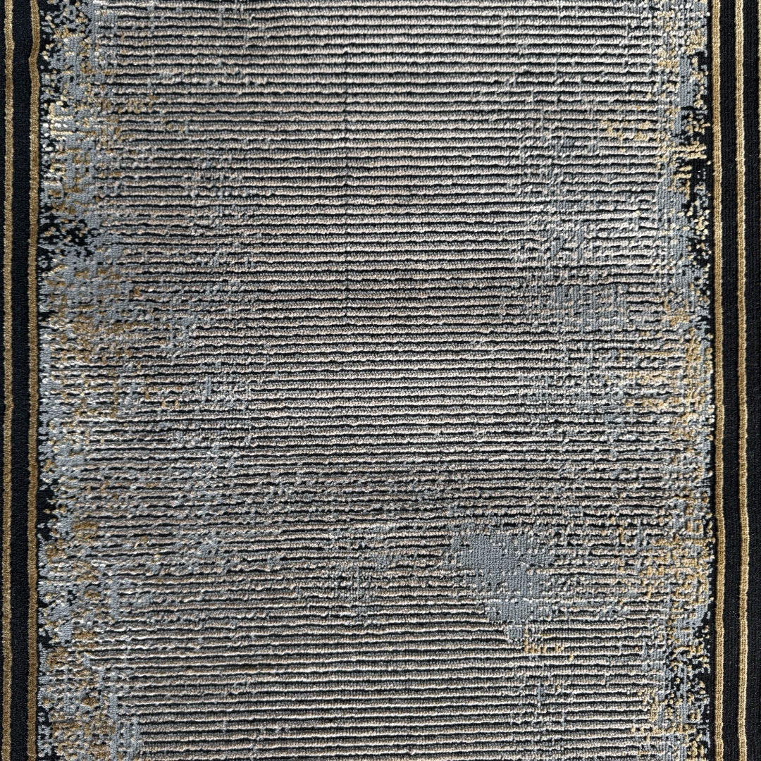 290 x 80 cm Grey & Beige Geometric Framed Border Runner Rug