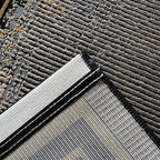 290 x 80 cm Grey & Beige Geometric Framed Border Runner Rug