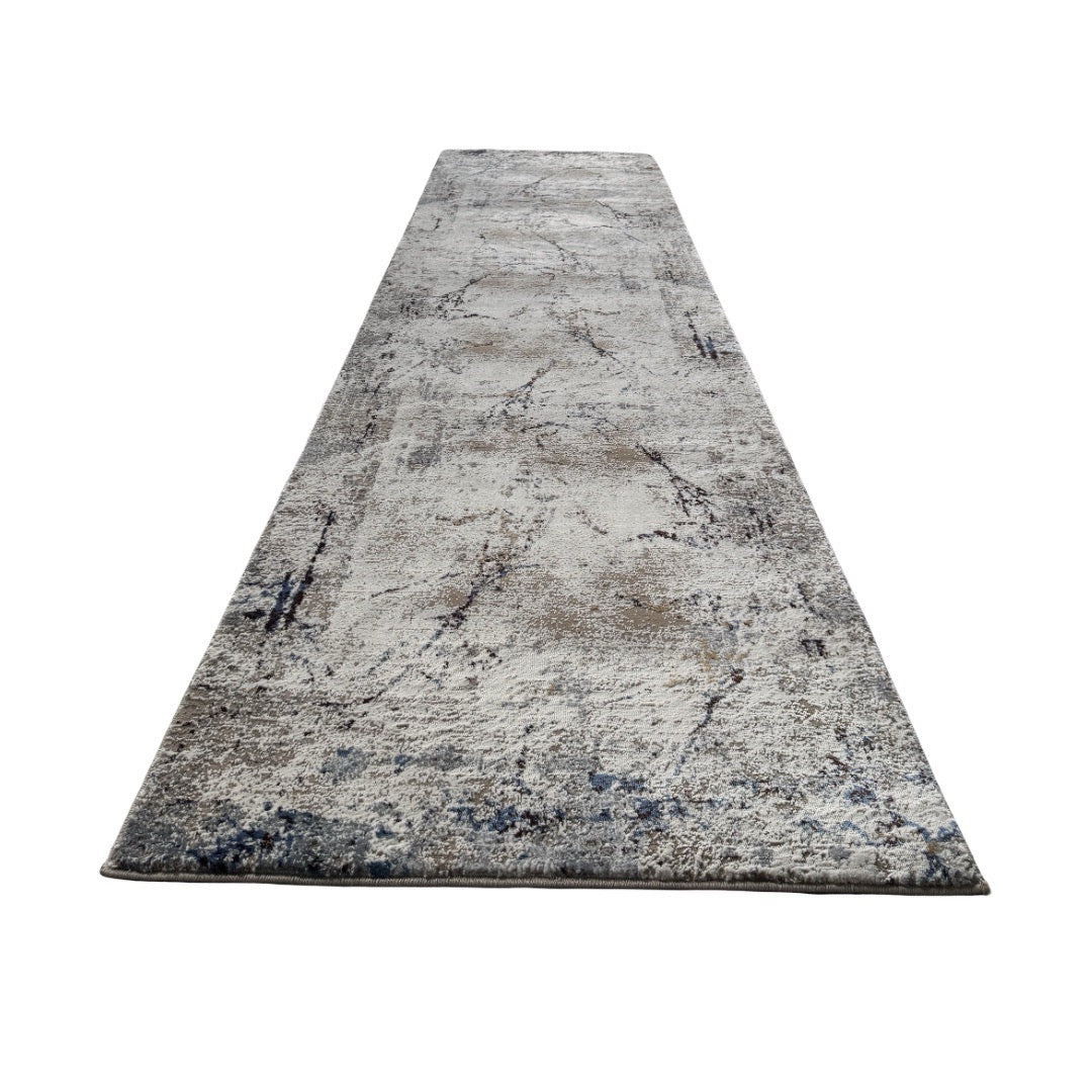 300 x 80 cm Beige & Cream Cracked Stone Abstract Runner Rug