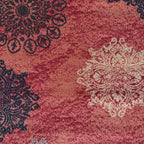 305 x 61 cm Traditional Flower Motifs in Rust Red Non-Slip Runner Rug