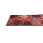 305 x 61 cm Traditional Flower Motifs in Rust Red Non-Slip Runner Rug