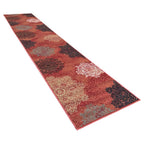 305 x 61 cm Traditional Flower Motifs in Rust Red Non-Slip Runner Rug