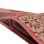305 x 61 cm Traditional Flower Motifs in Rust Red Non-Slip Runner Rug