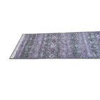 305 x 61 cm Grey & Purple Vintage Geometric Design Non-Slip Runner Rug