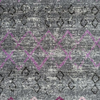 305 x 61 cm Grey & Purple Vintage Geometric Design Non-Slip Runner Rug