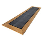 290 x 80 cm Minimal Black & Gold Border Panel Turkish Runner Rug