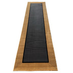 290 x 80 cm Minimal Black & Gold Border Panel Turkish Runner Rug
