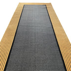 290 x 80 cm Minimal Black & Gold Border Panel Turkish Runner Rug