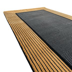 290 x 80 cm Minimal Black & Gold Border Panel Turkish Runner Rug