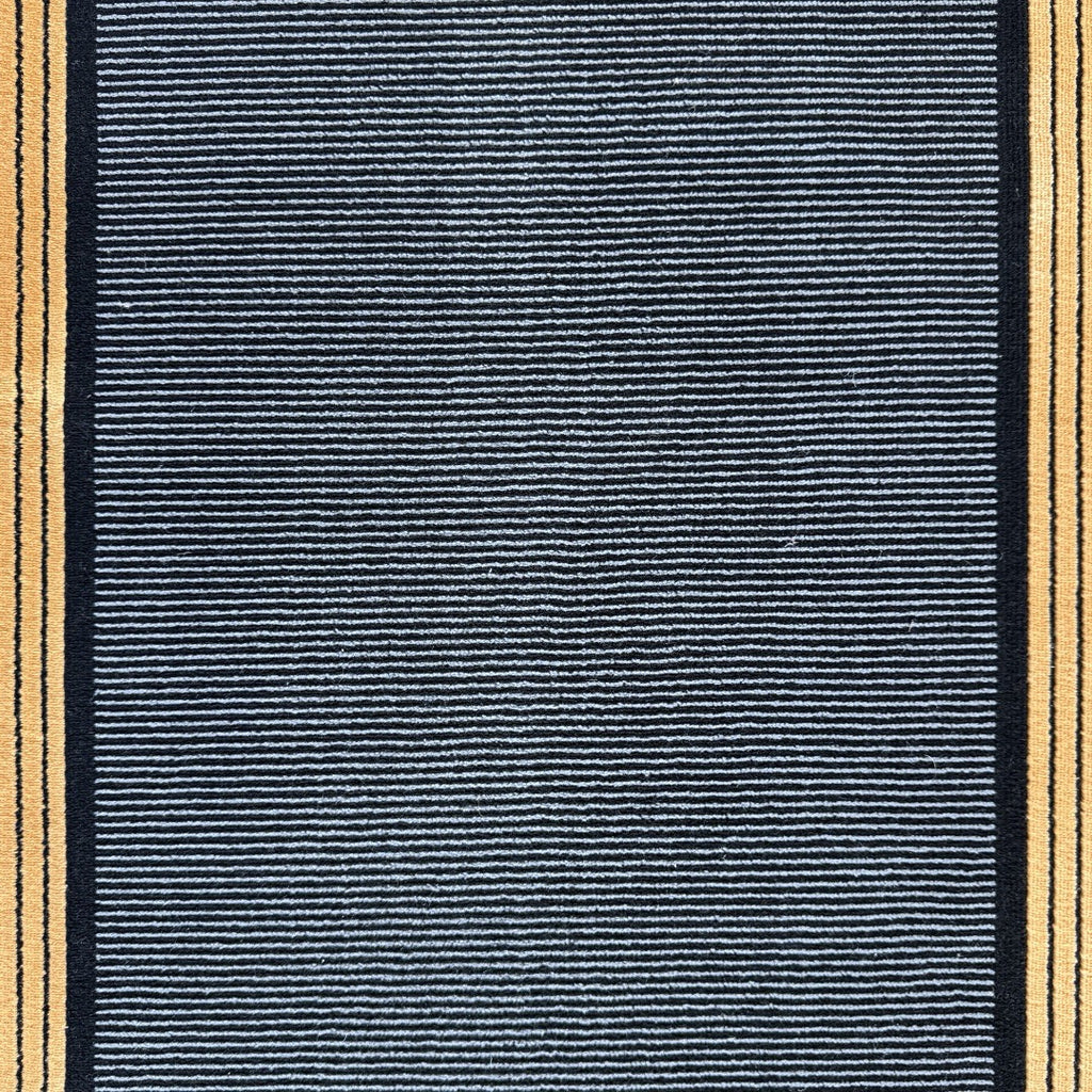 290 x 80 cm Minimal Black & Gold Border Panel Turkish Runner Rug