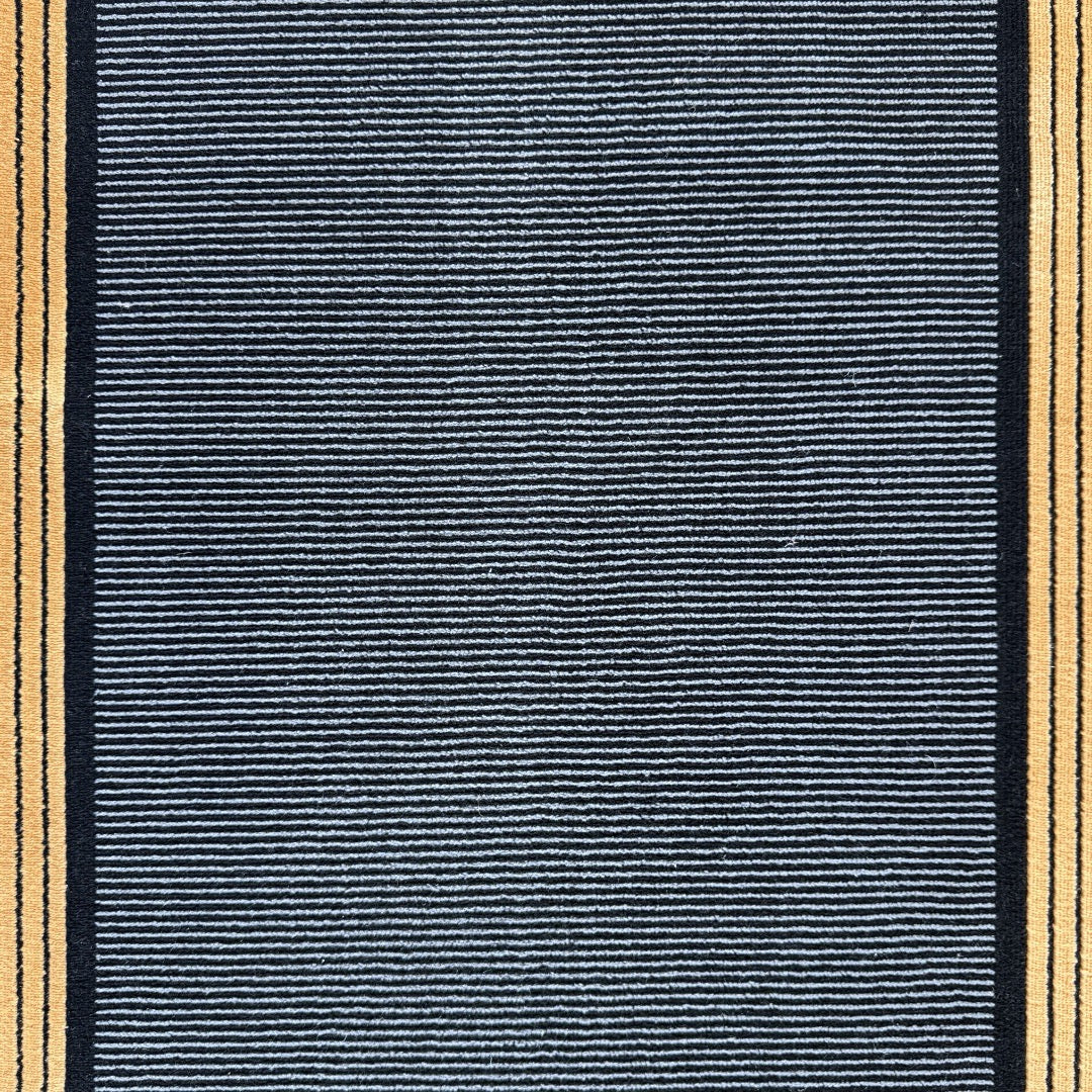 290 x 80 cm Minimal Black & Gold Border Panel Turkish Runner Rug