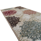 305 x 61 cm Traditional Flower Motifs in Beige Non-Slip Runner Rug