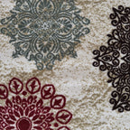 305 x 61 cm Traditional Flower Motifs in Beige Non-Slip Runner Rug