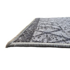 305 x 61 cm Light Grey & Charcoal Vintage Geometric Design Non-Slip Runner Rug