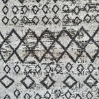 305 x 61 cm Light Grey & Charcoal Vintage Geometric Design Non-Slip Runner Rug