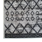 305 x 61 cm Light Grey & Charcoal Vintage Geometric Design Non-Slip Runner Rug