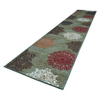 305 x 61 cm Traditional Flower Motifs in Sage Green Non-Slip Runner Rug