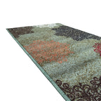 305 x 61 cm Traditional Flower Motifs in Sage Green Non-Slip Runner Rug