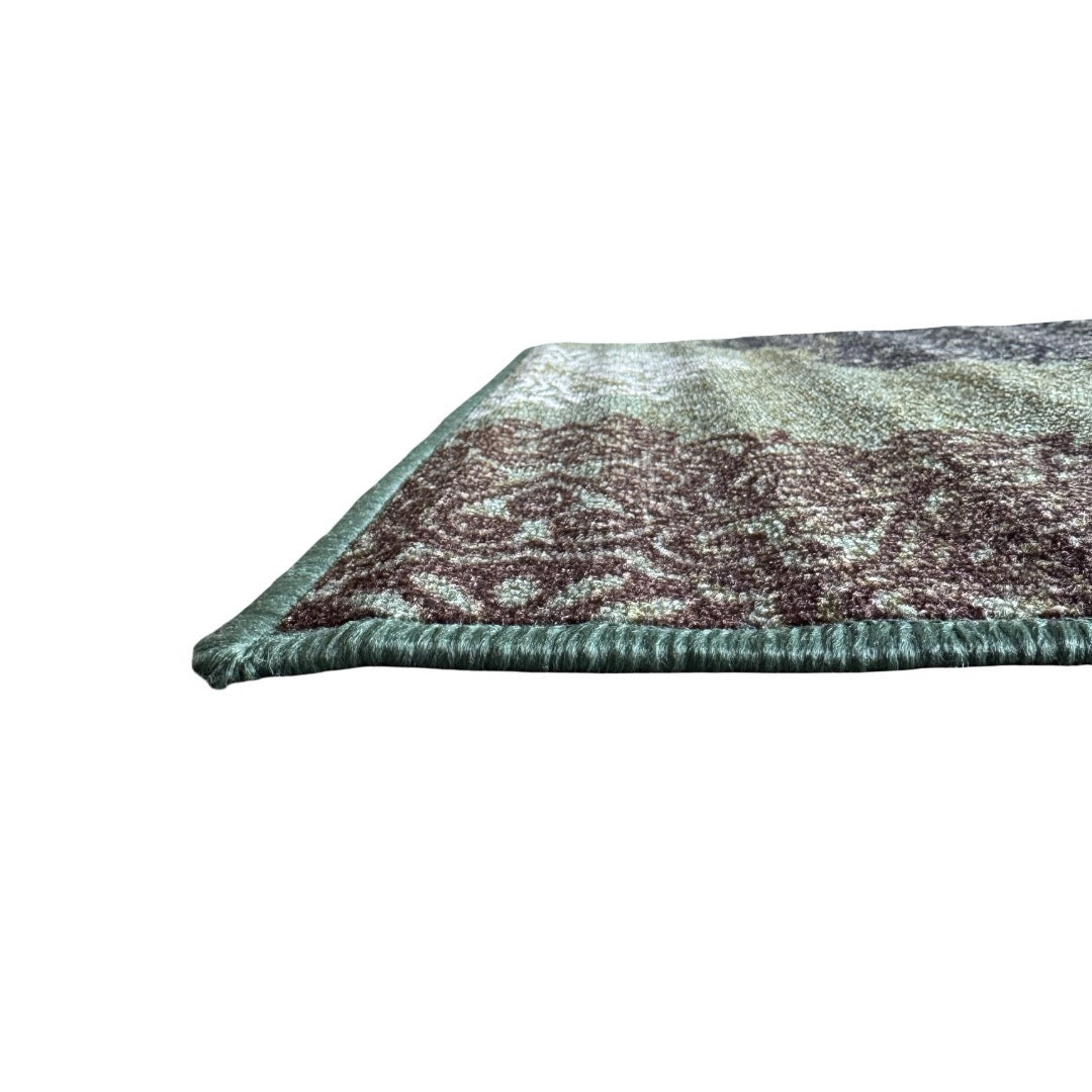 305 x 61 cm Traditional Flower Motifs in Sage Green Non-Slip Runner Rug