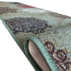 305 x 61 cm Traditional Flower Motifs in Sage Green Non-Slip Runner Rug