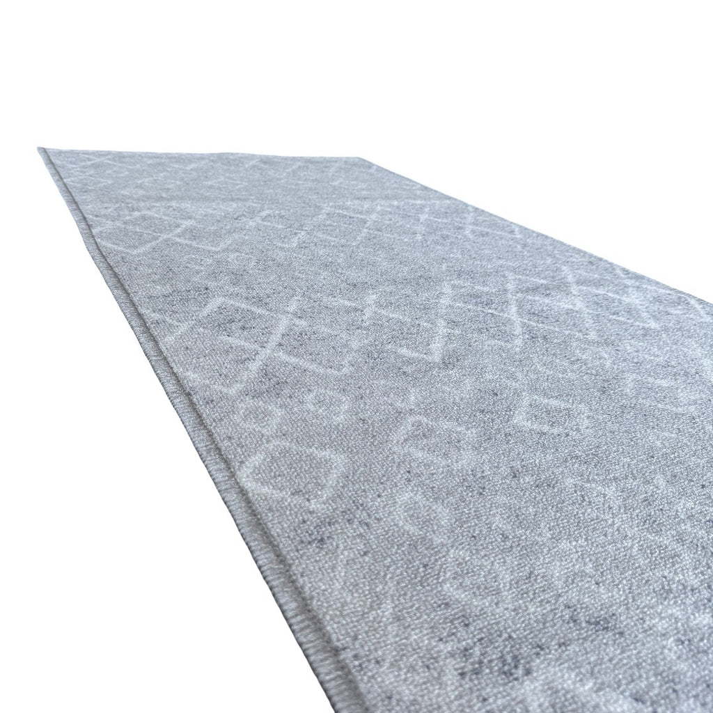 305 x 61 cm Light Grey & Ivory Vintage Geometric Design Non-Slip Runner Rug