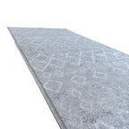 305 x 61 cm Light Grey & Ivory Vintage Geometric Design Non-Slip Runner Rug