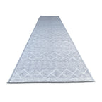 305 x 61 cm Light Grey & Ivory Vintage Geometric Design Non-Slip Runner Rug