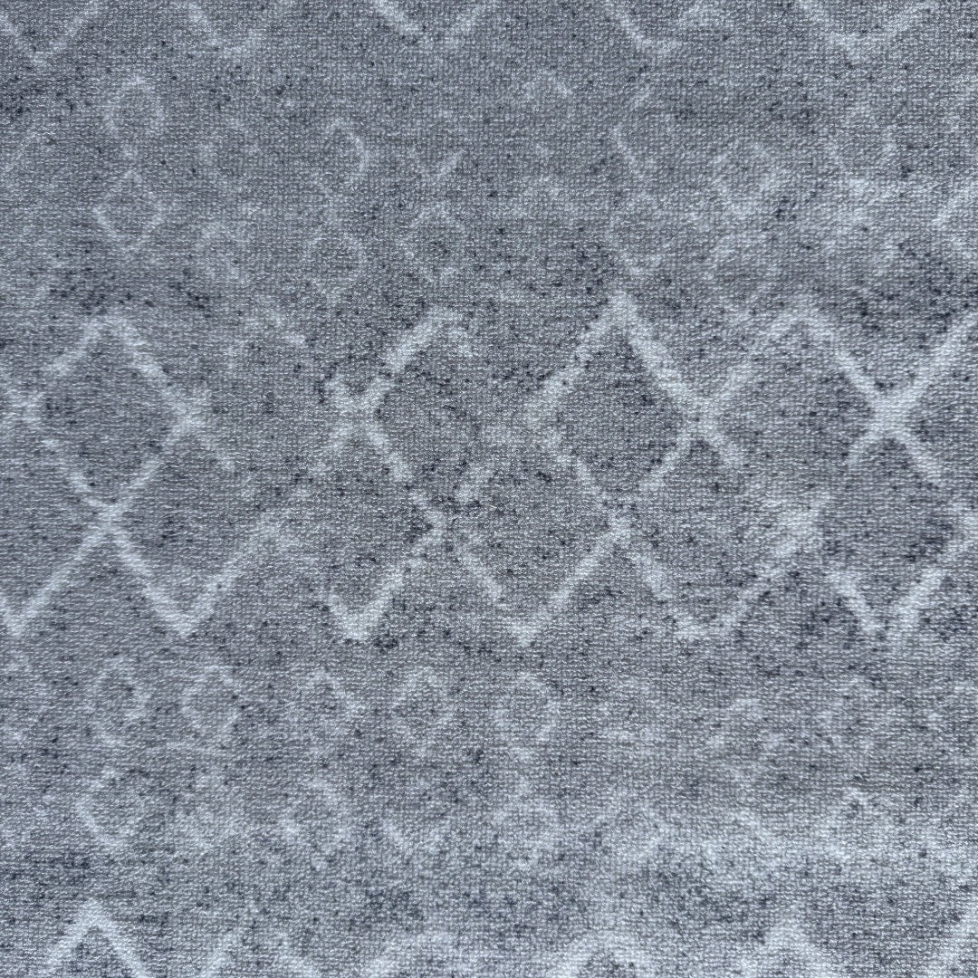 305 x 61 cm Light Grey & Ivory Vintage Geometric Design Non-Slip Runner Rug