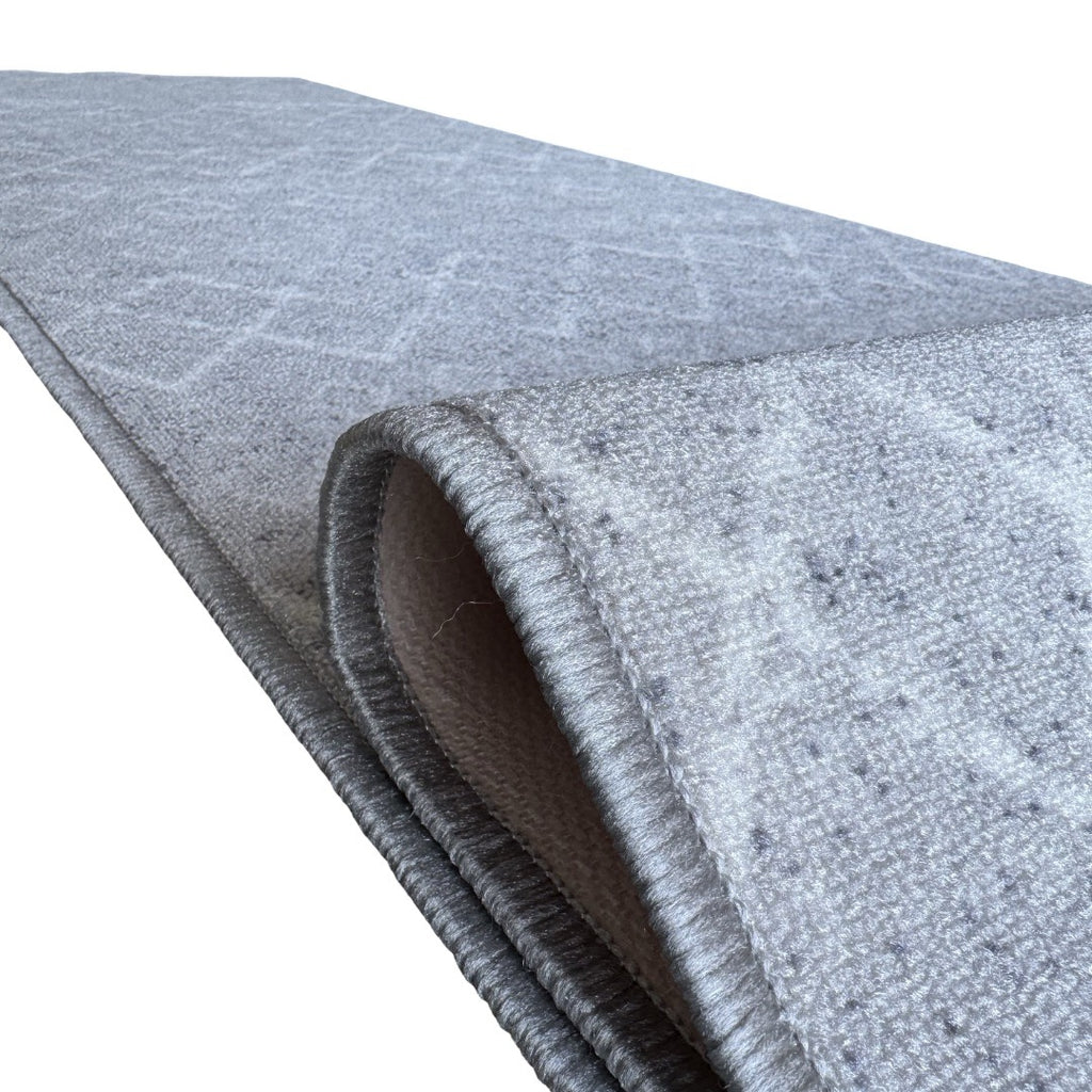 305 x 61 cm Light Grey & Ivory Vintage Geometric Design Non-Slip Runner Rug