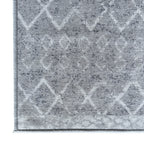 305 x 61 cm Light Grey & Ivory Vintage Geometric Design Non-Slip Runner Rug